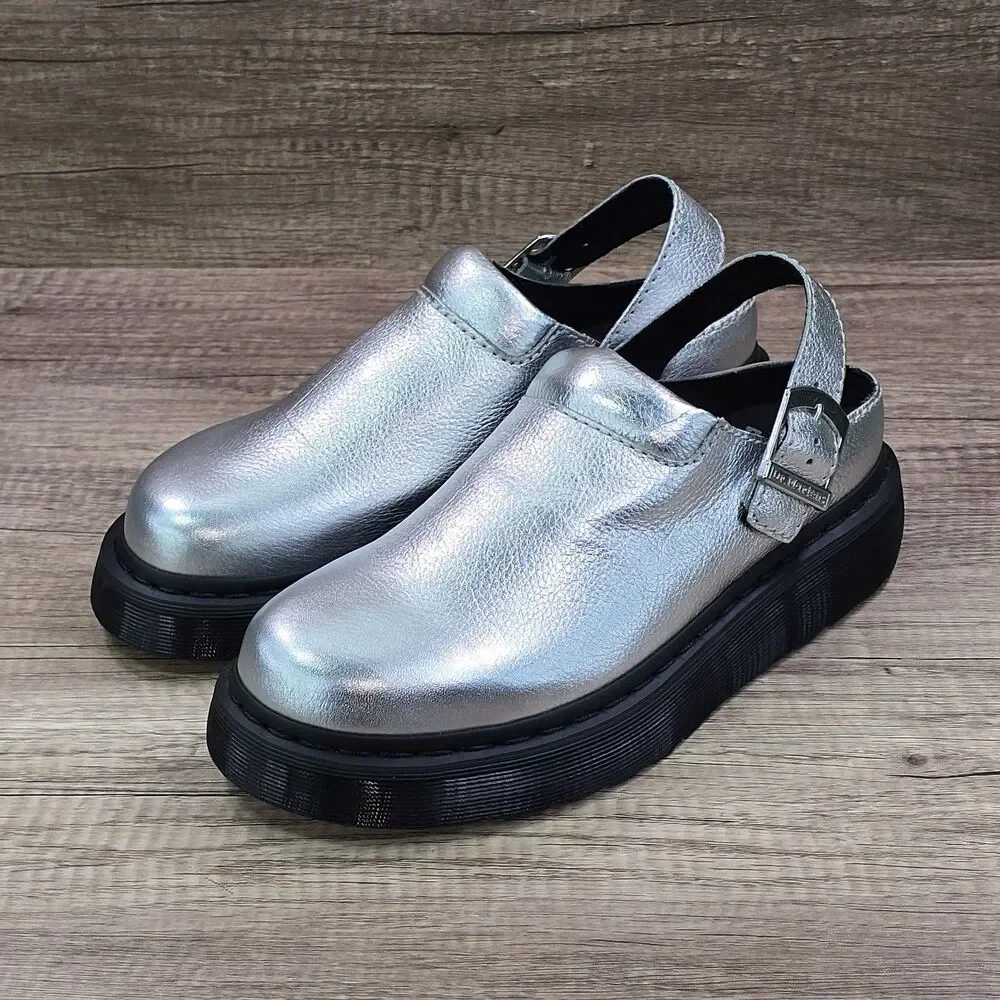 Dr. Martens Laketen Men's Sz 9 Women's Sz 10 Silver Slingback Platform Sandals